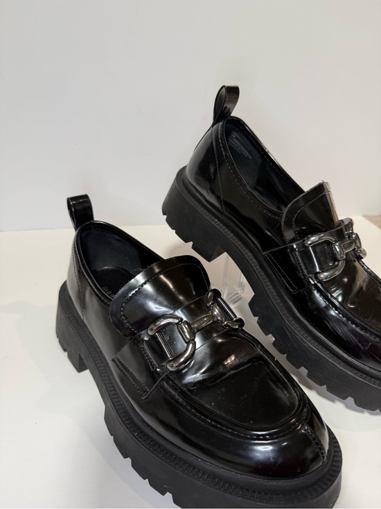 Madden Girl Shoes - Madden Girl Black Patent Lug Sole Loafers with Metal Bit